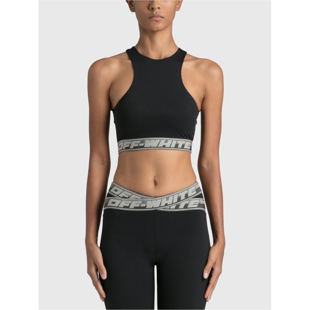 Off-White Black High-Neck Logo-Band Crop Sports Bra size 40 Italian /XS